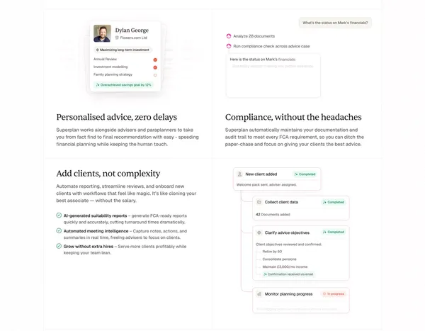 Superplan | AI Paraplanner at your service - Landing design inspiration