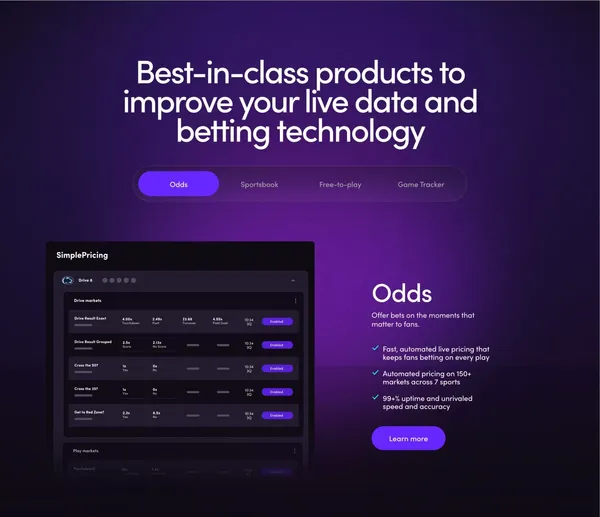 Sports Betting - Micro-Markets | Simplebet - Landing design inspiration