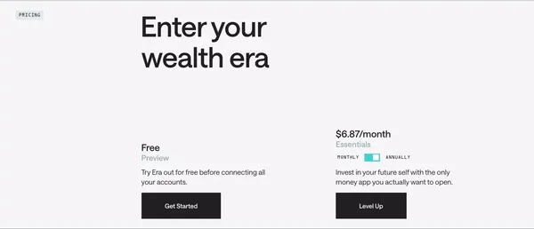 AI to make more of your money | Era - Landing design inspiration