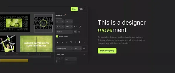 Artboard Studio: Design and Animate Like Never Before - Landing design inspiration
