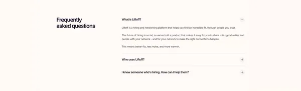 Liftoff | Find incredible people, through people you trust - Landing design inspiration