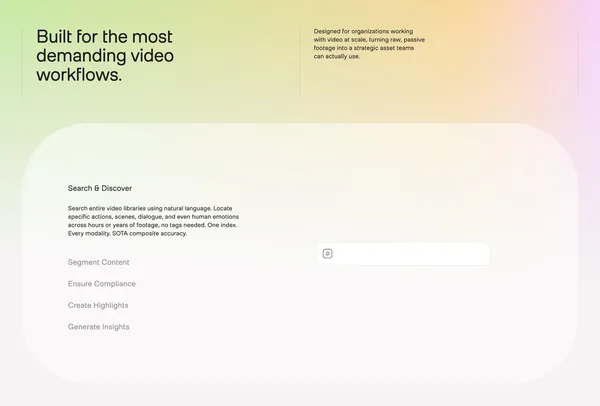TwelveLabs: Video Intelligence Platform & API - Landing design inspiration