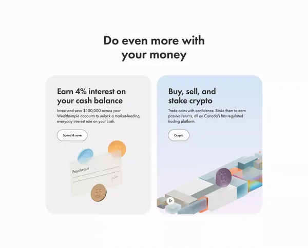 Wealthsimple: Investing, Regulated Crypto, Stocks & ETFs - Landing design inspiration