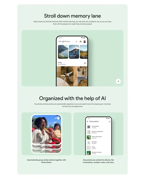 Google Photos - Landing design inspiration