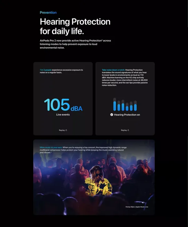AirPods Pro 2 - Hearing Health - Apple - Landing design inspiration