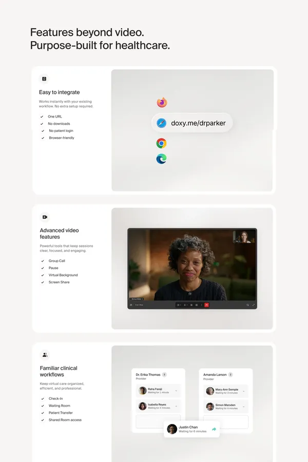 The Simple, Free, and Secure Telemedicine Platform | Doxy.me - Landing design inspiration