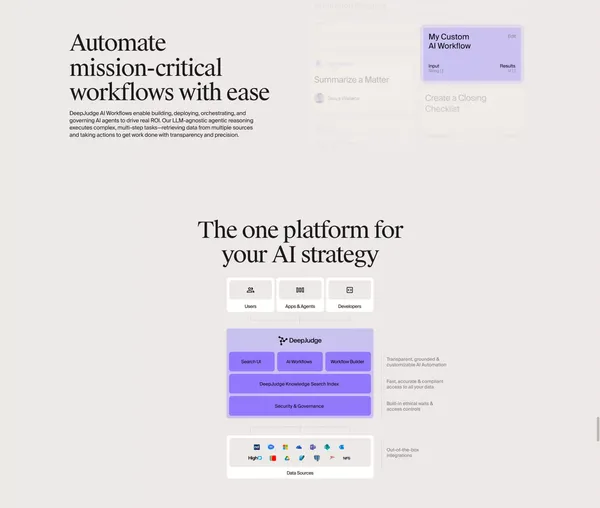 DeepJudge - Precision AI Search for legal teams - Landing design inspiration