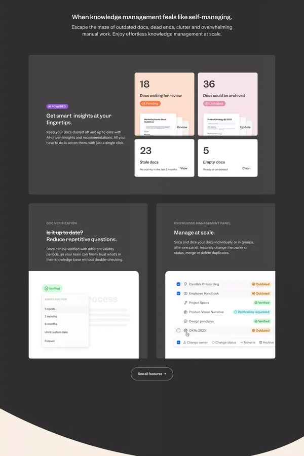 Slite - AI-powered knowledge base - Landing design inspiration