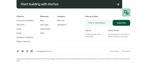 Anchor | The Easiest Way to Build Financial Products - Landing design inspiration