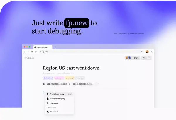 Fiberplane - Collaborative Notebooks for debugging your infrastructure - Landing design inspiration