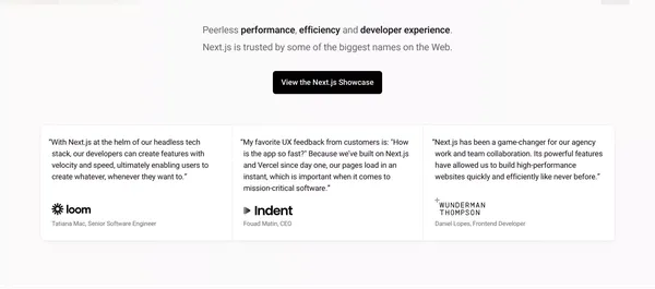 Next.js by Vercel - The React Framework for the Web - Landing design inspiration