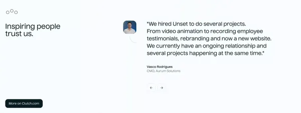 Unset Studio | Brands, Films and Websites - Landing design inspiration