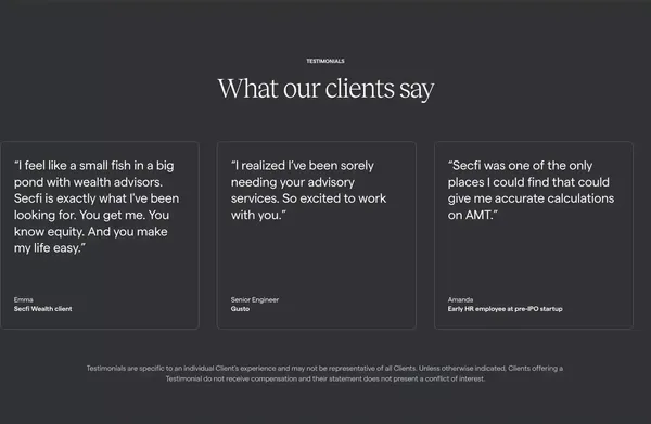 Secfi — The leading financial advisor for tech people - Landing design inspiration