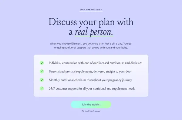 Prenatal supplements that grow with your baby — Ellement - Landing design inspiration