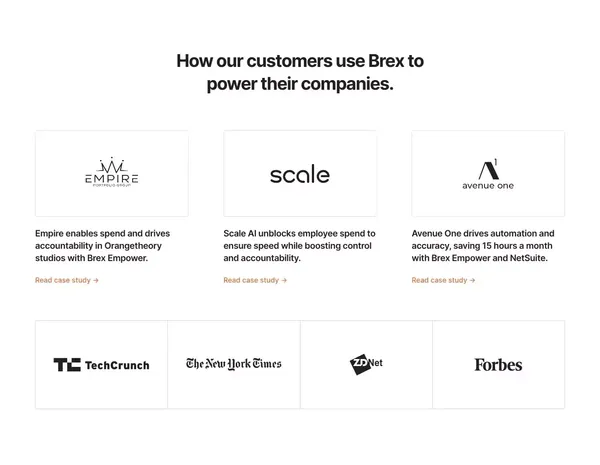 Business credit cards and spend management software | Brex - Landing design inspiration