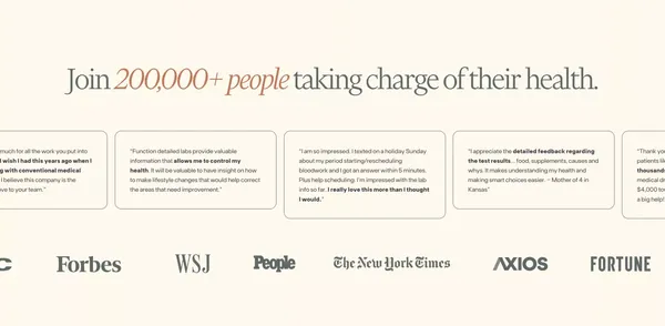 Function Health • 100 Healthy Years - Landing design inspiration
