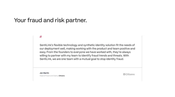 SentiLink | The fraud experts - Landing design inspiration