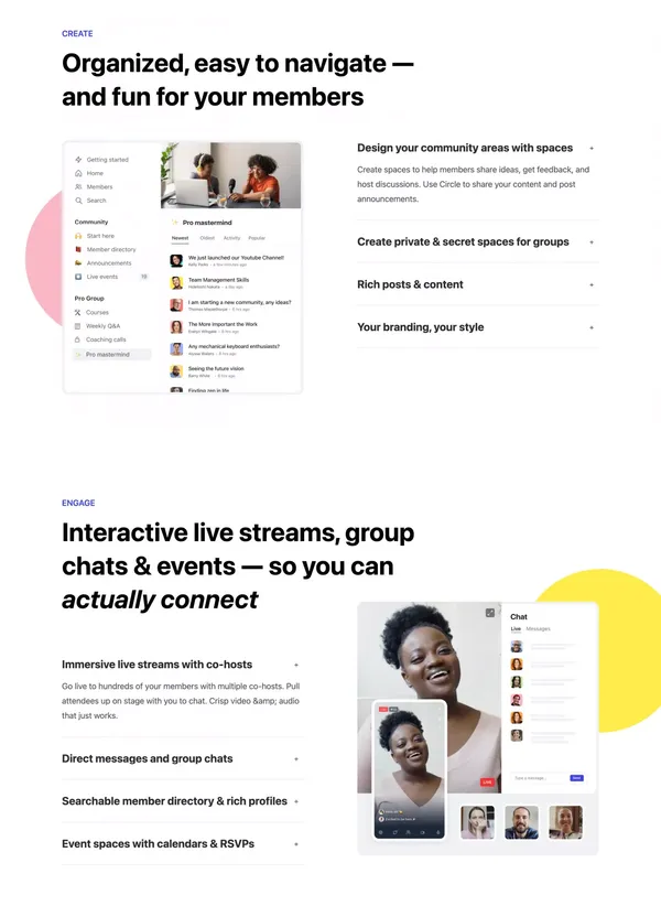 Circle: The all-in-one community platform for creators and brands - Landing design inspiration