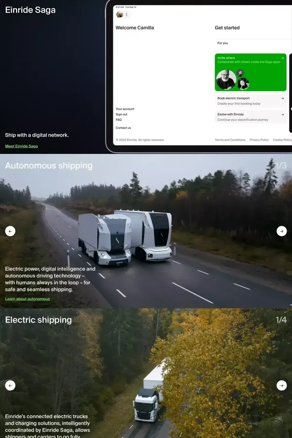Einride – Intelligent movement | Einride - Landing design inspiration