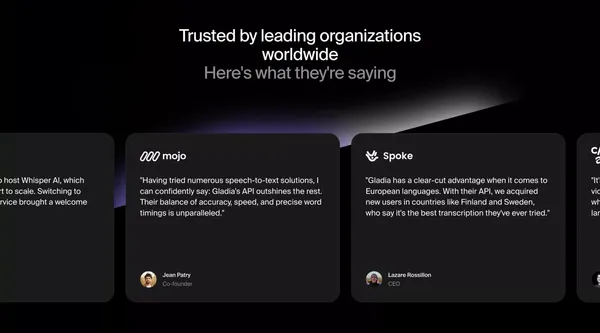 Gladia I Audio Transcription API - Landing design inspiration