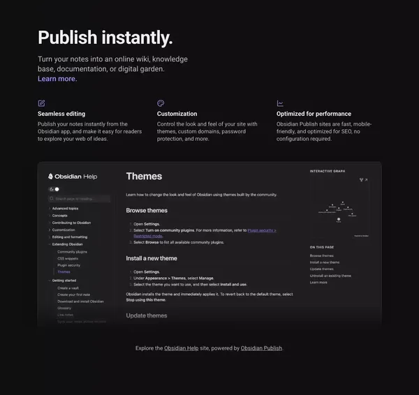 Obsidian - Sharpen your thinking - Landing design inspiration