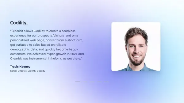 B2B Data Activation Platform for Marketing Intelligence | Clearbit - Landing design inspiration
