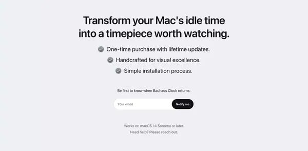 Bauhaus Clock - Elegant Timepiece Screensaver for macOS - Landing design inspiration