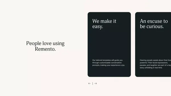 Remento: Capture family stories - Landing design inspiration