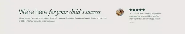 Speech Sisters - Speech Therapy Courses to Help Get Your Child Talking - Landing design inspiration