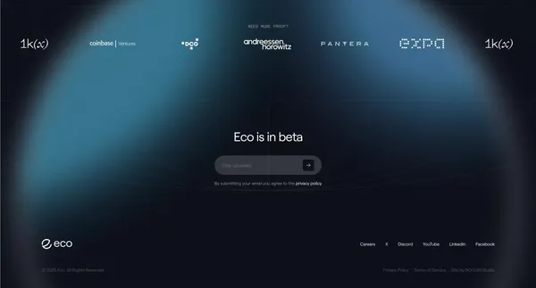 Eco: Accelerating How Money Moves Onchain - Landing design inspiration
