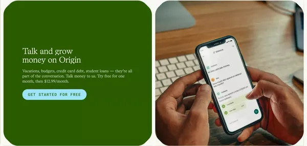 Origin - Let's Talk Money - Landing design inspiration