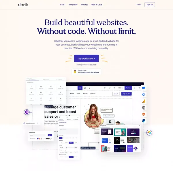 Dorik - Build Beautiful Websites Without Code! - Landing design inspiration