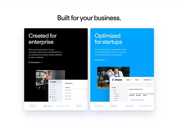 Embedded Payroll for Platforms | Check - Landing design inspiration
