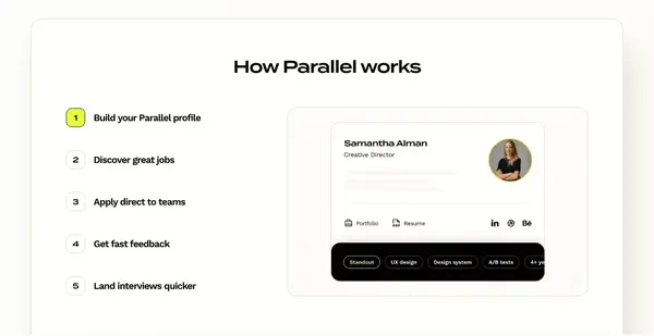Parallel | Your direct path to hired. - Landing design inspiration