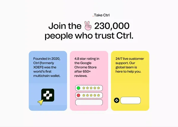 Secure and powerful crypto wallet | CTRL Wallet - Landing design inspiration