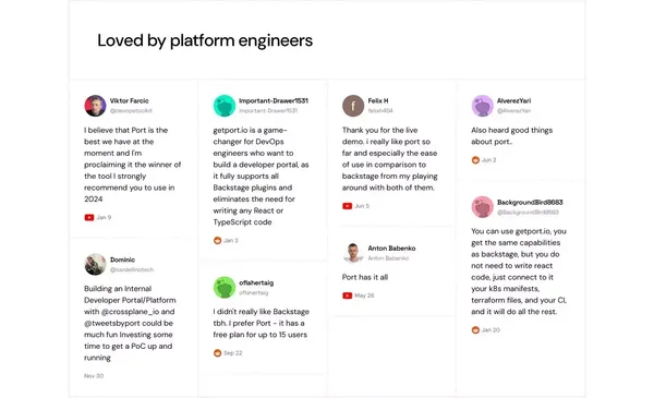 Internal Developer Portal & Platform | Port - Landing design inspiration