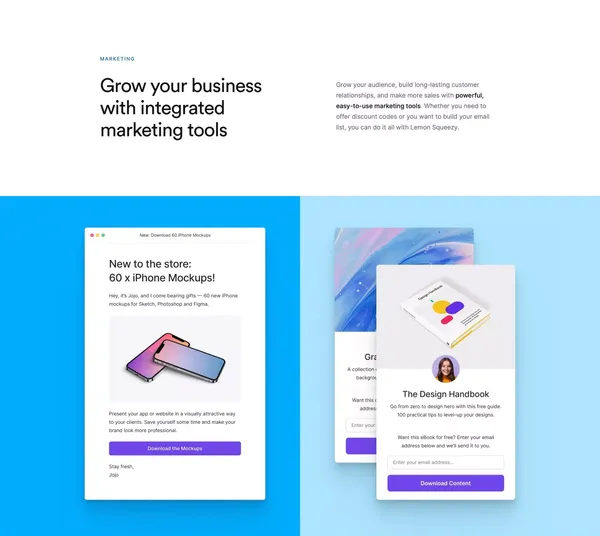 Payments, tax & subscriptions for software companies • Lemon Squeezy - Landing design inspiration