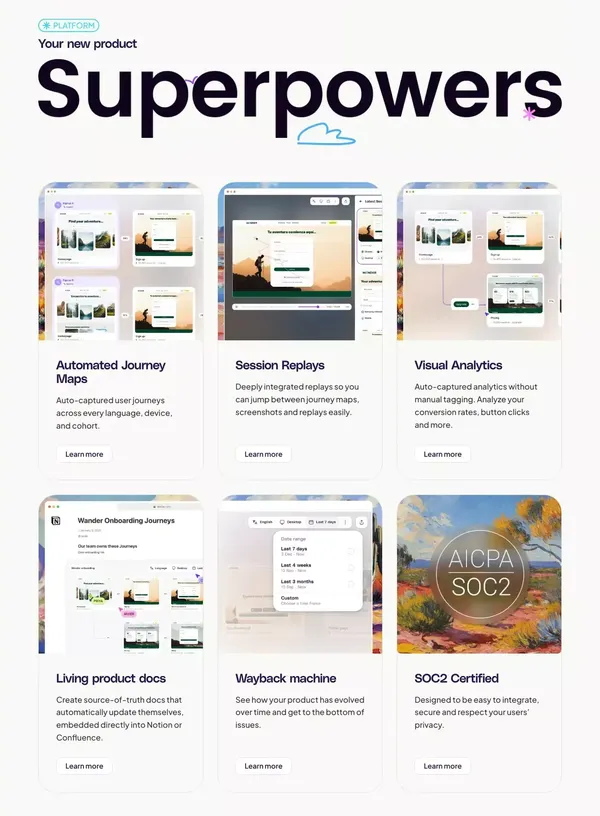 Adora: Visualize your entire product experience - Landing design inspiration