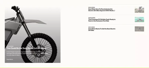 Dust Moto - American Electric Moto - Landing design inspiration