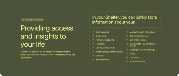 Shelter - Landing design inspiration