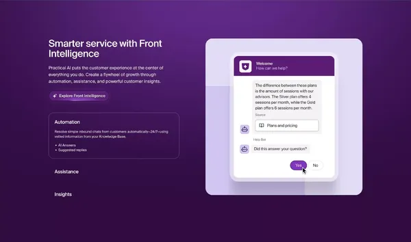 Front - The Platform for Exceptional Customer Service at Scale - Landing design inspiration