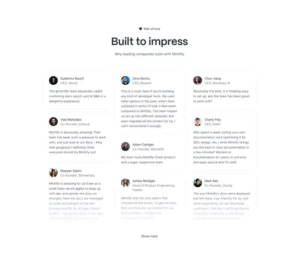 Mintlify - The modern standard for documentation - Landing design inspiration
