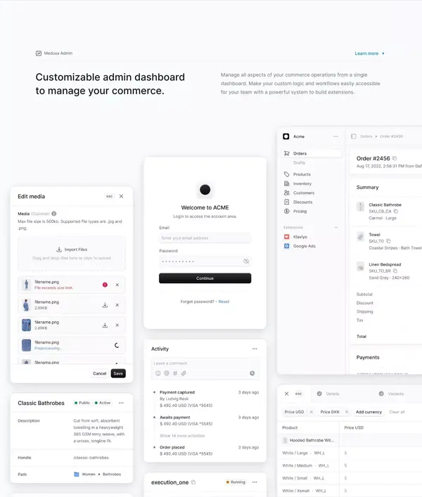 Medusa - Building blocks for digital commerce - Landing design inspiration