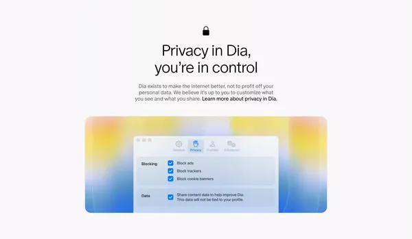 Meet Dia – the AI Browser Where You Can Chat with Your Tabs - Landing design inspiration