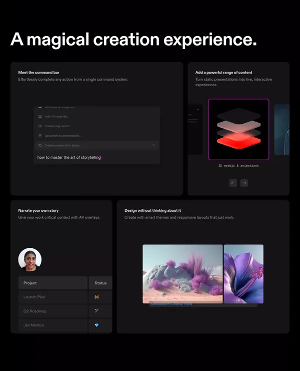Tome - AI-powered storytelling - Landing design inspiration