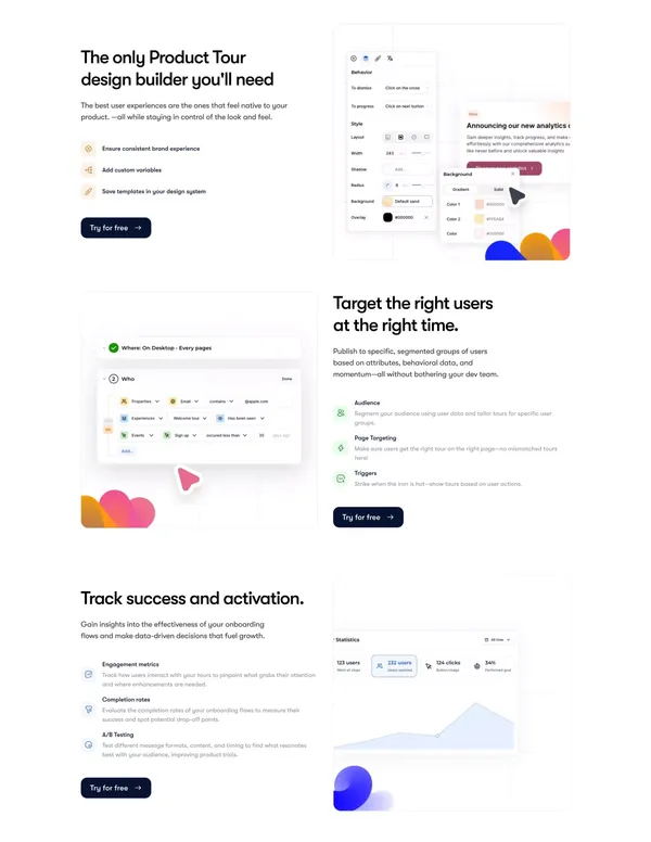 Craft Engaging Product Tour with our Onboarding Tool - Landing design inspiration