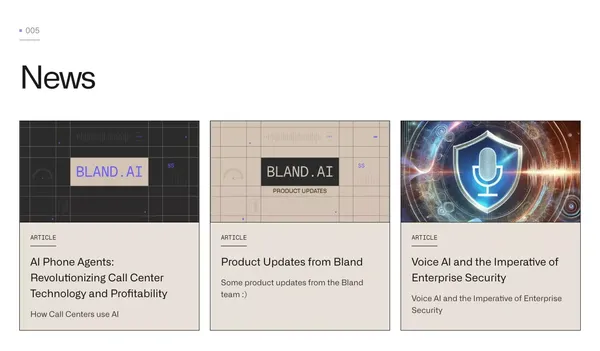 Bland AI | Automate Phone Calls with Conversational AI for Enterprises - Landing design inspiration