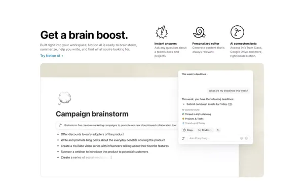 Your connected workspace for wiki, docs & projects | Notion - Landing design inspiration