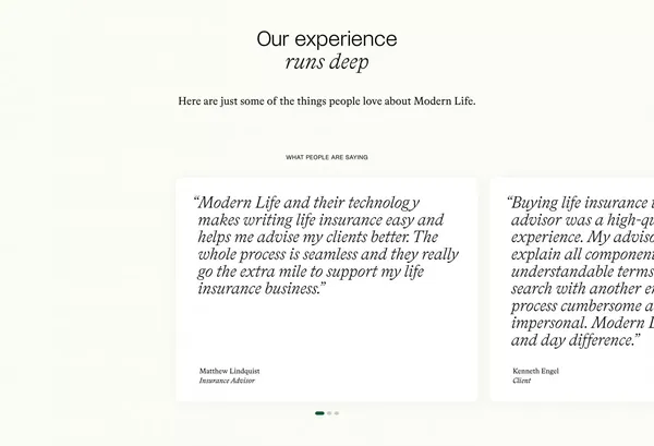 Modern Life – Bringing the future to life. - Landing design inspiration