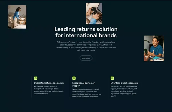 8returns: Smart returns management, loyal customers - Landing design inspiration